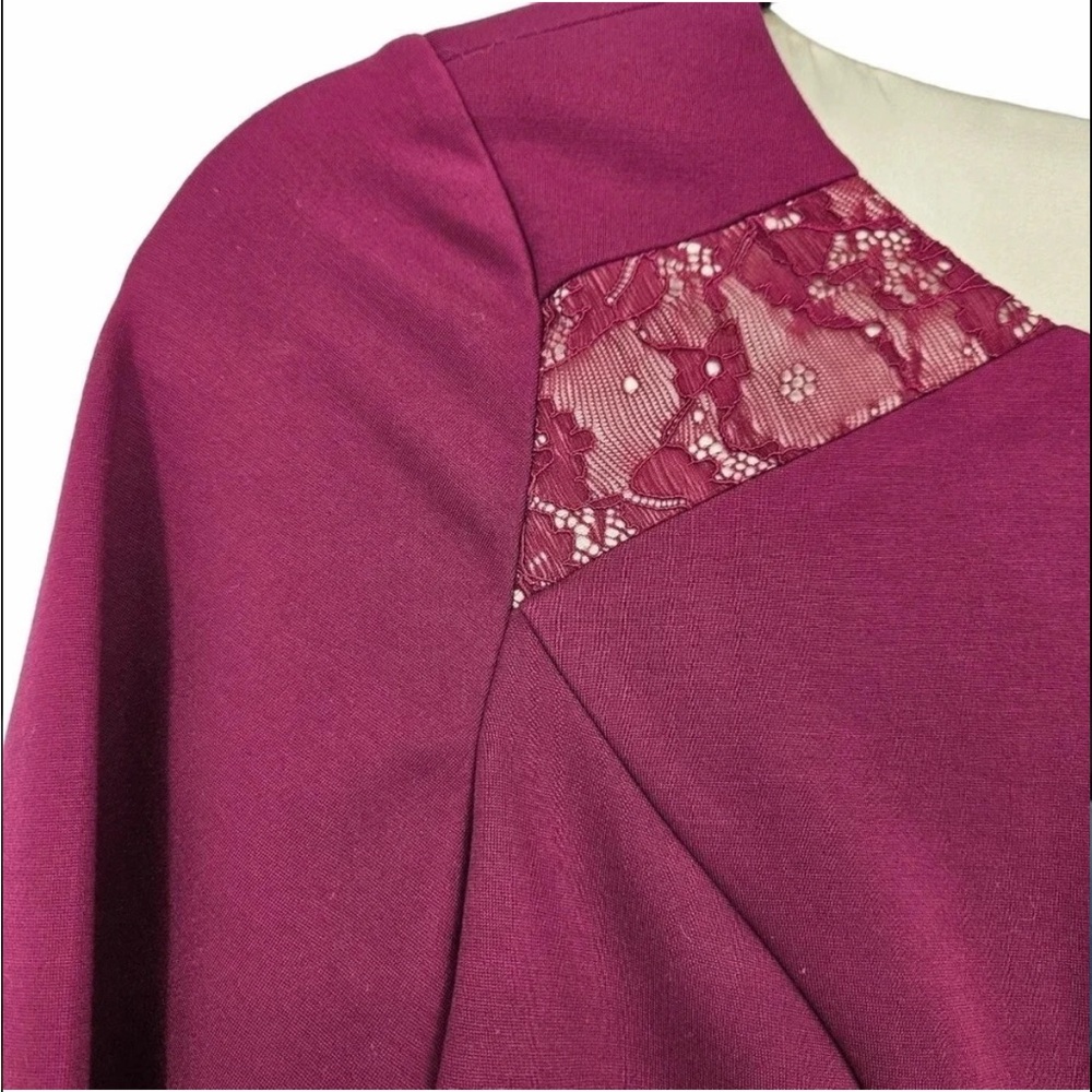 Antonio Melani Burgundy 3/4 Sleeve Lace Sheath Dress Knee Length - Picture 2 of 11